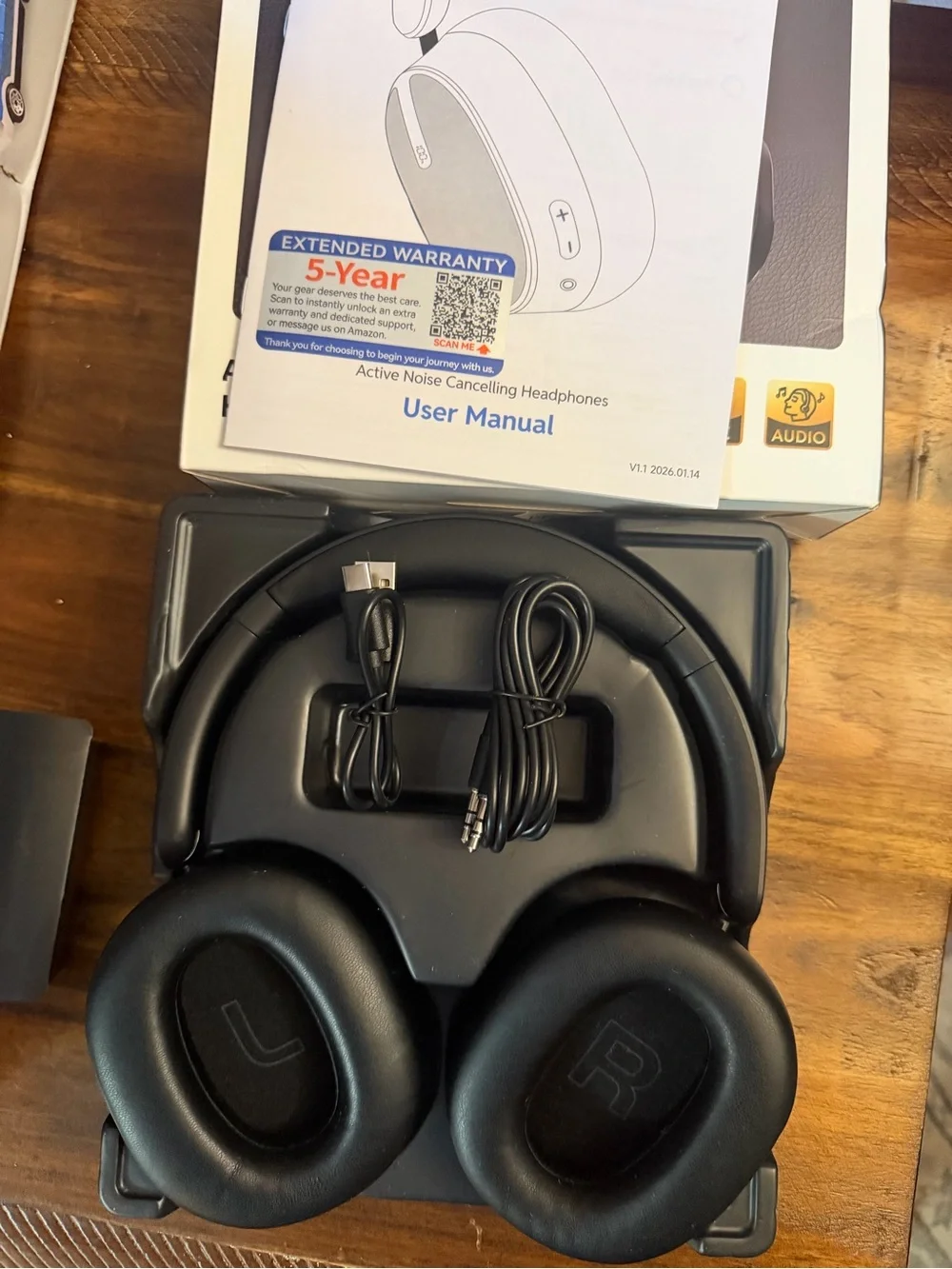 H2 Active Noise Cancelling Headphones - Black w/ digital % screen